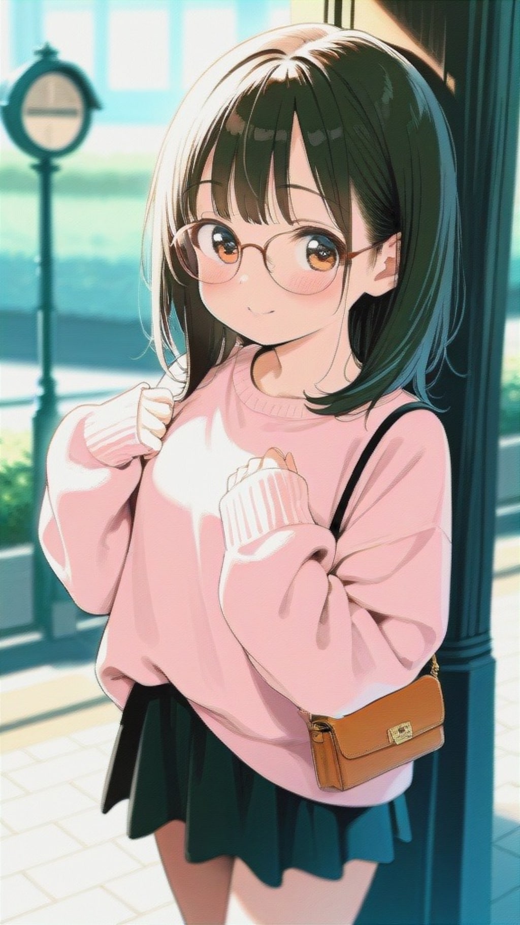 萌え袖メガネ女子