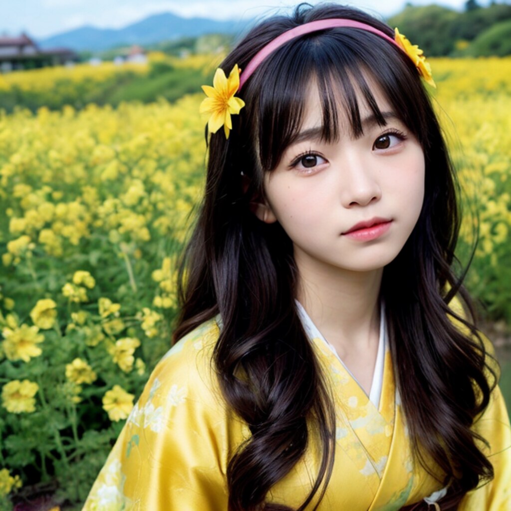 菜の花畑がお満開