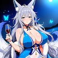 レースクイーンボディスーツ等コスプレ狐耳人妻 6枚目