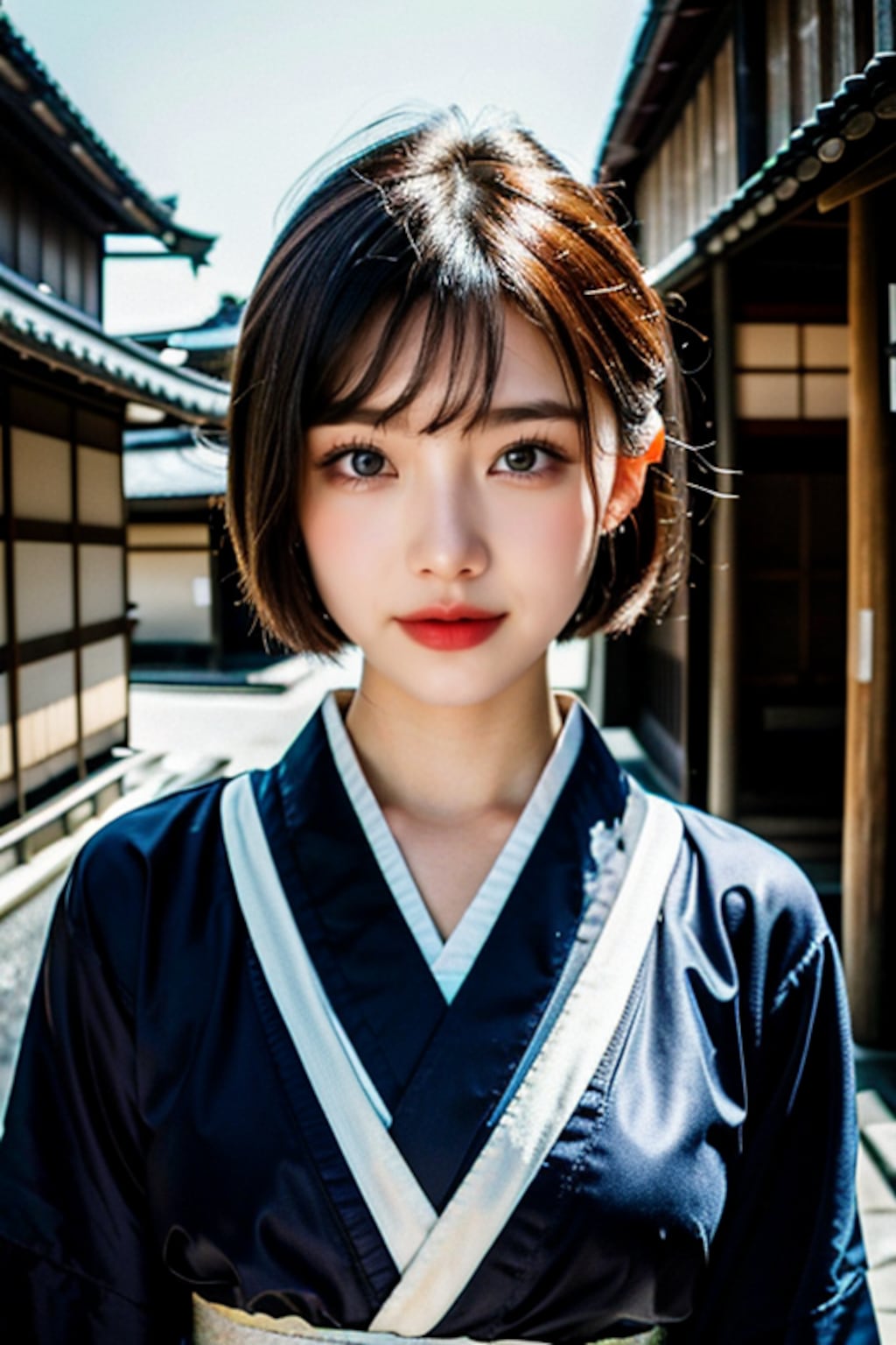 振り向き着物美女