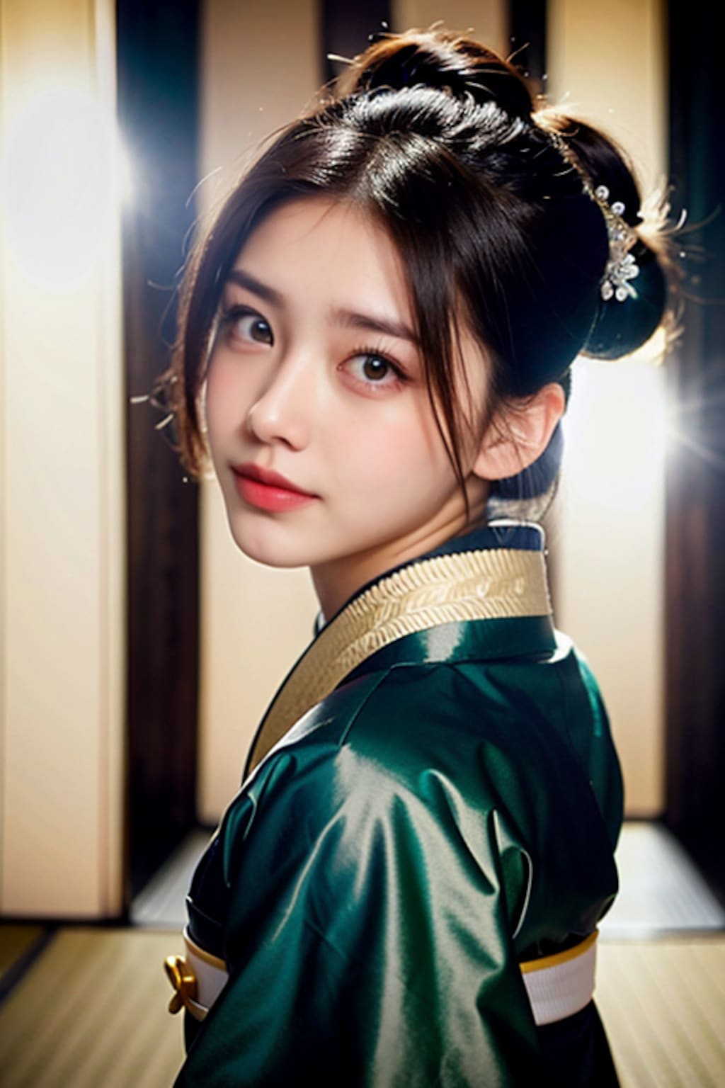 振り向き着物美女