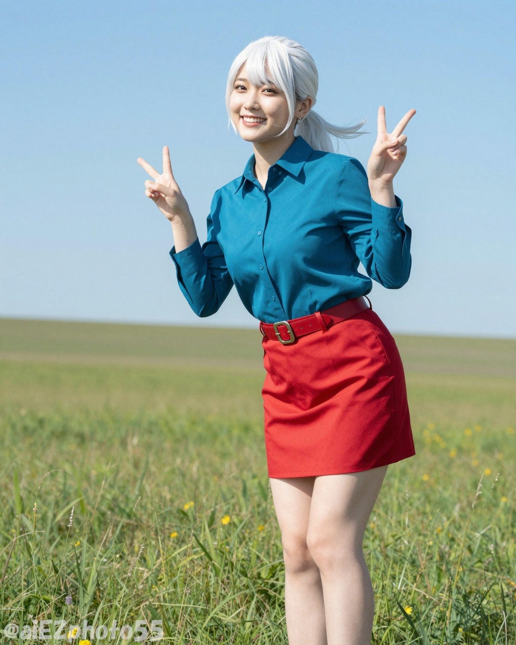 春の草原のお姉さん１