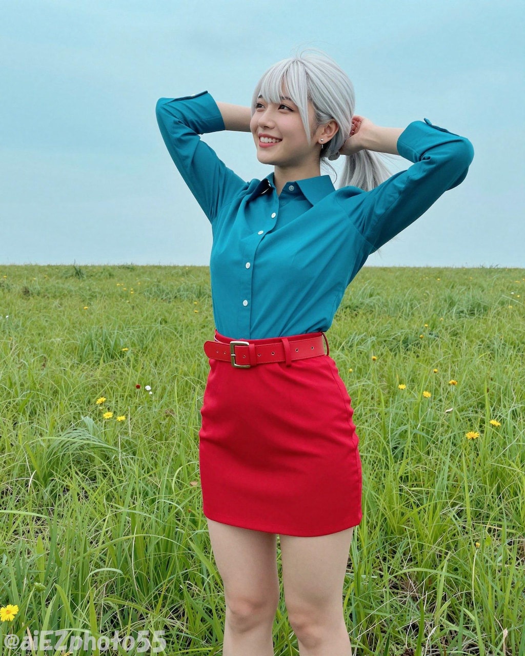 春の草原のお姉さん１