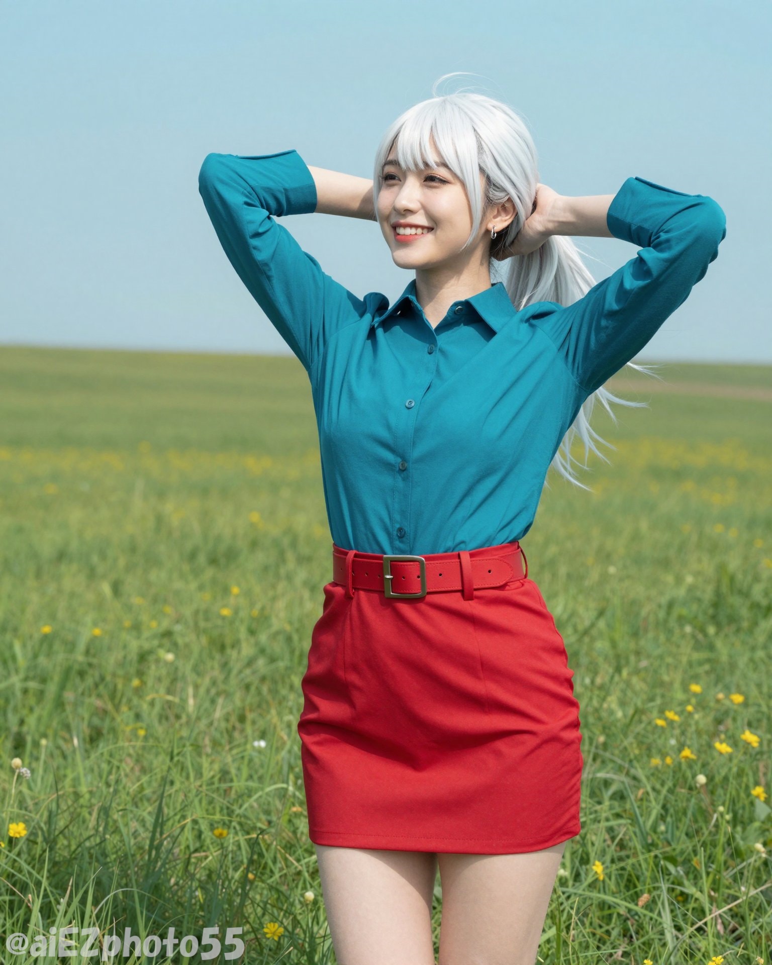 春の草原のお姉さん１ | の人気AIイラスト・グラビア