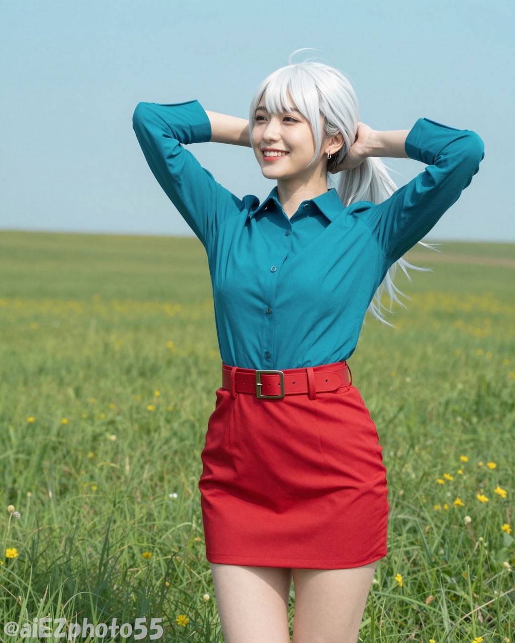 春の草原のお姉さん１