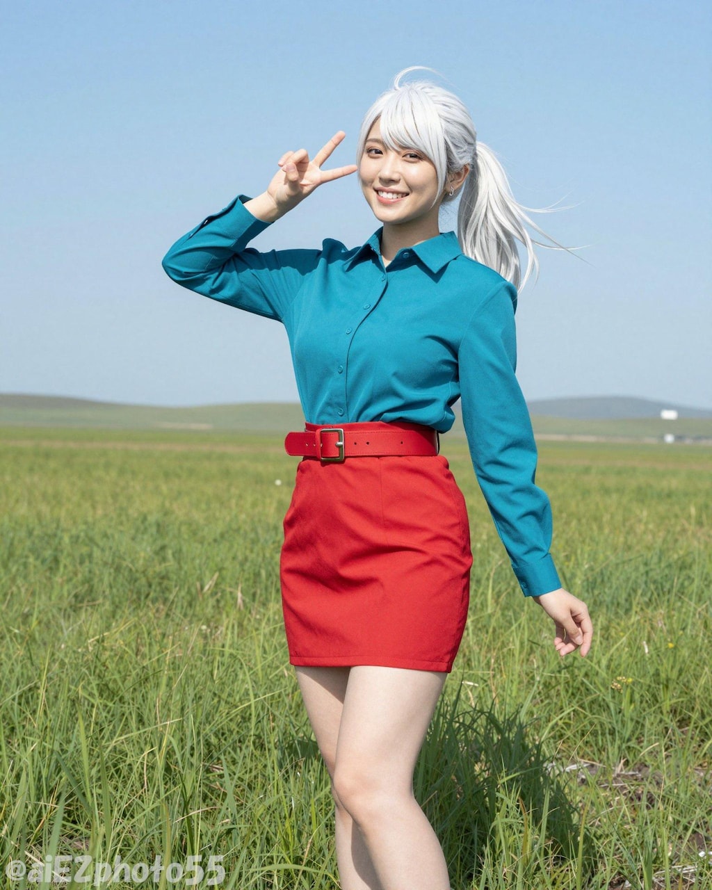 春の草原のお姉さん１