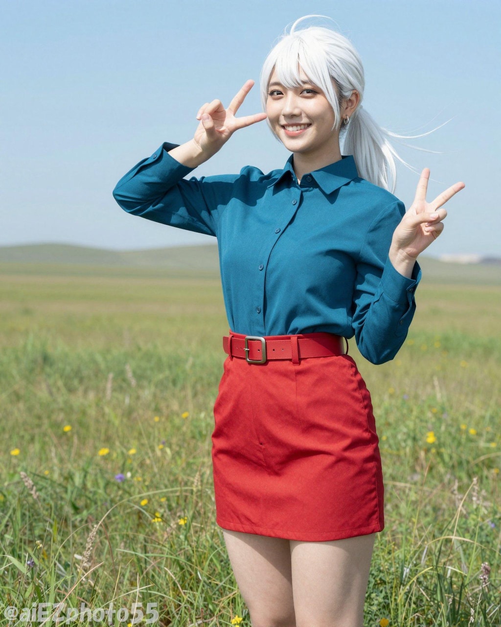 春の草原のお姉さん１