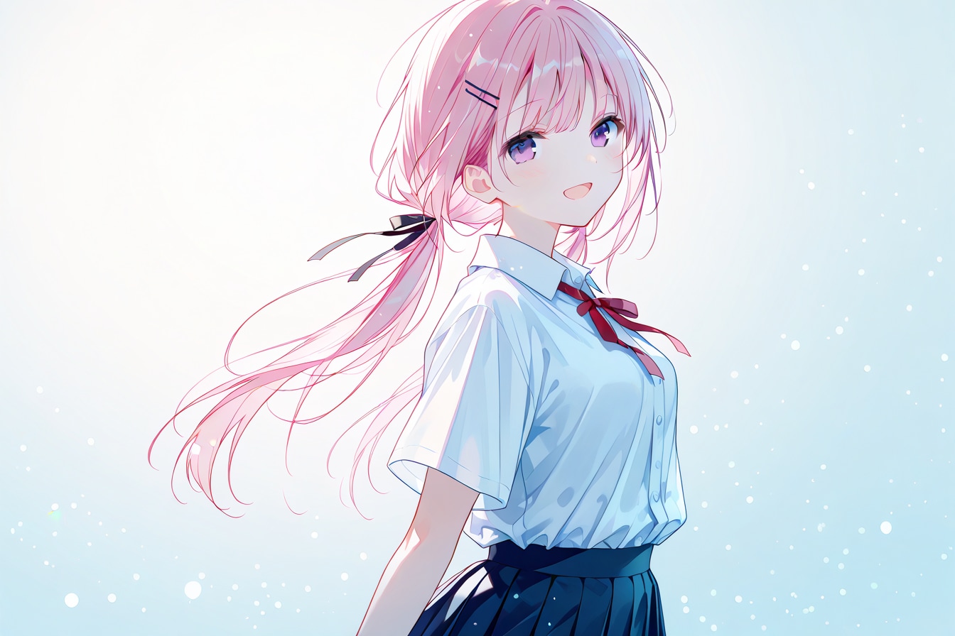 桃香、淡い光の中で微笑む | の人気AIイラスト・グラビア