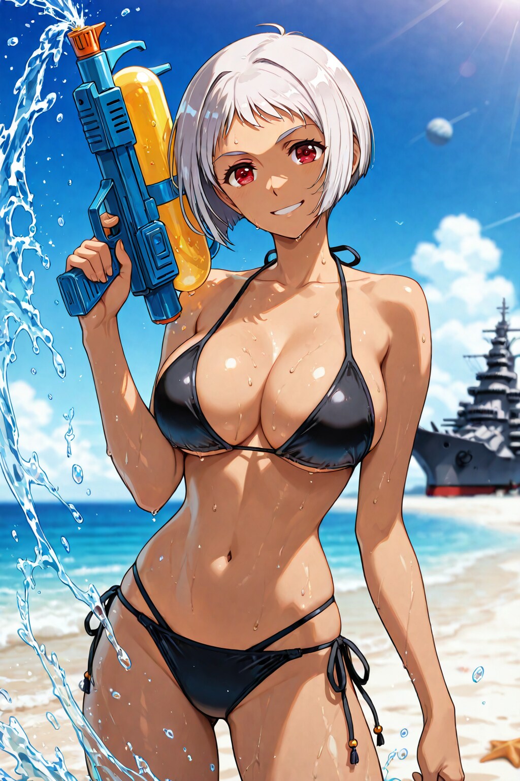 褐色女海兵のビーチで息抜き👙⚓️🏖️❤️