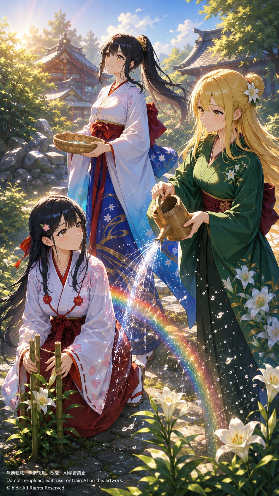 神楽さんたち、光の庭で | の人気AIイラスト・グラビア