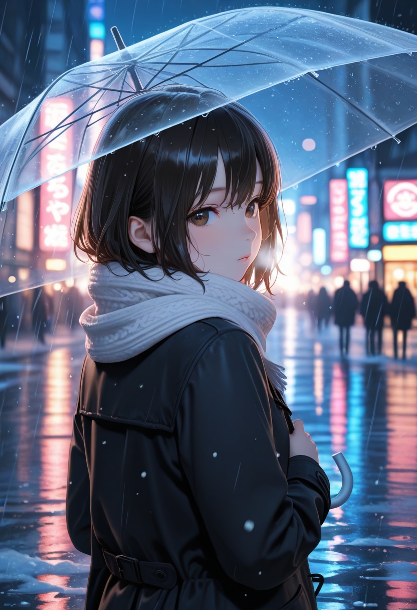 みぞれ混じりの雨