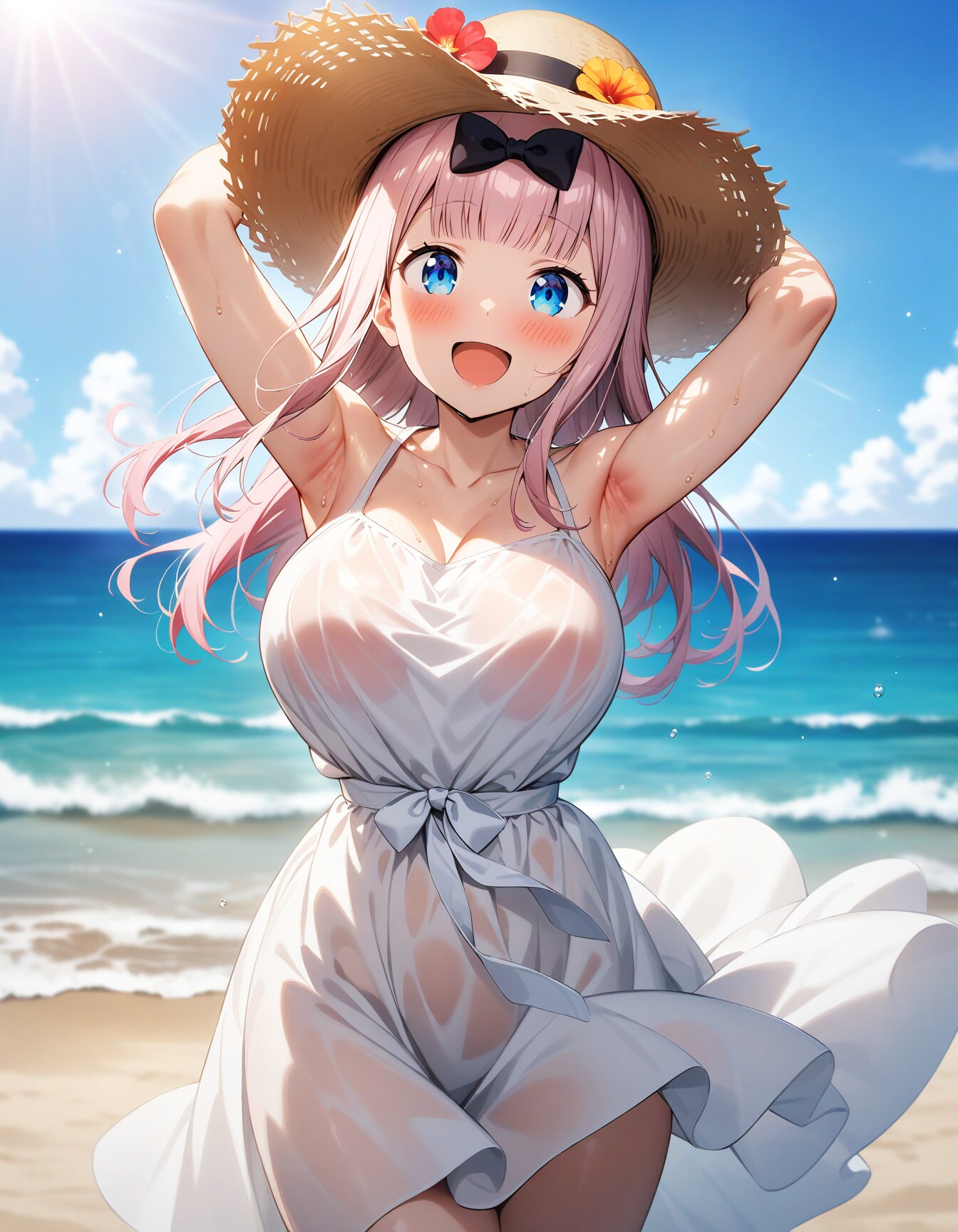 藤原千花 白ワンピ