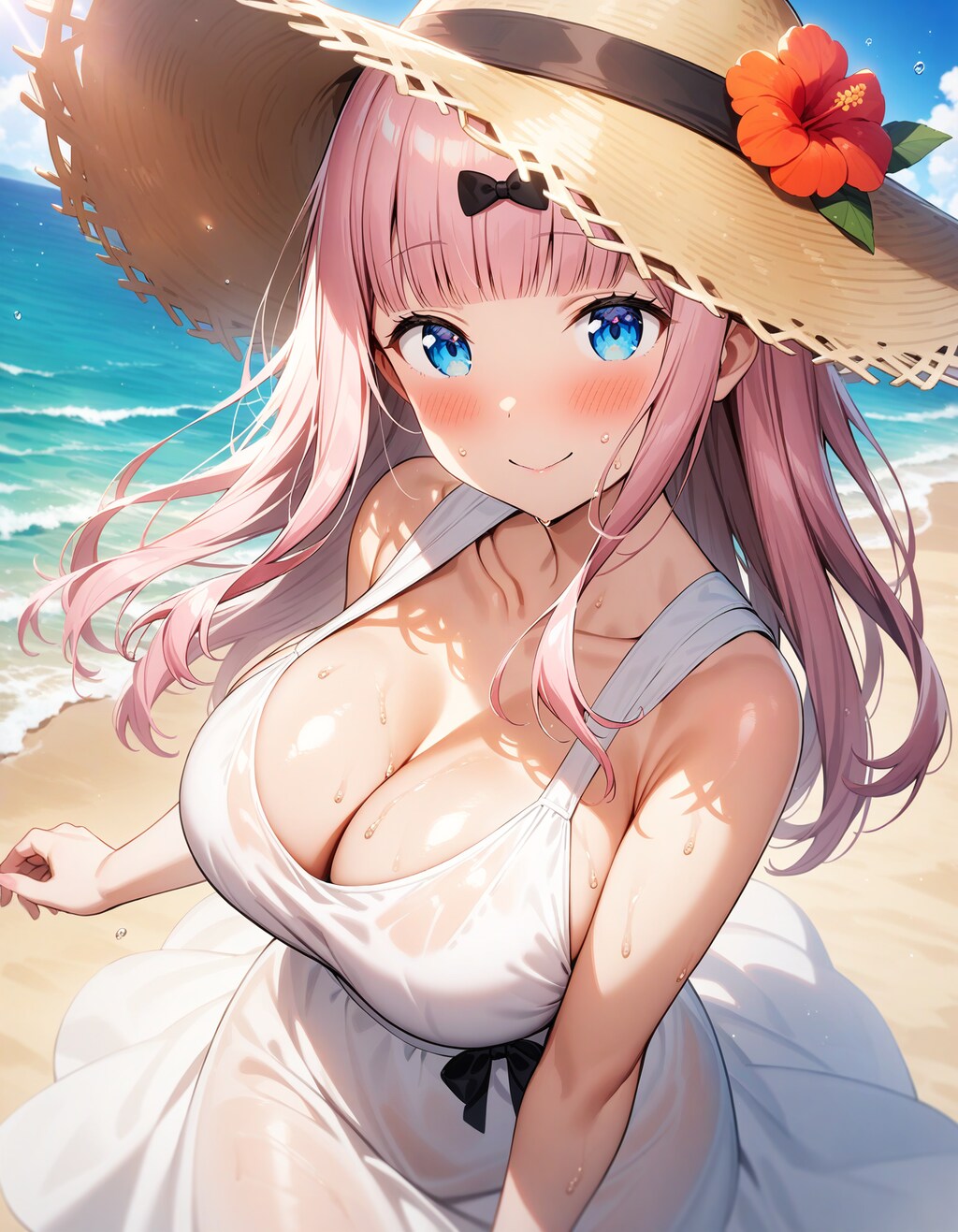 藤原千花 白ワンピ