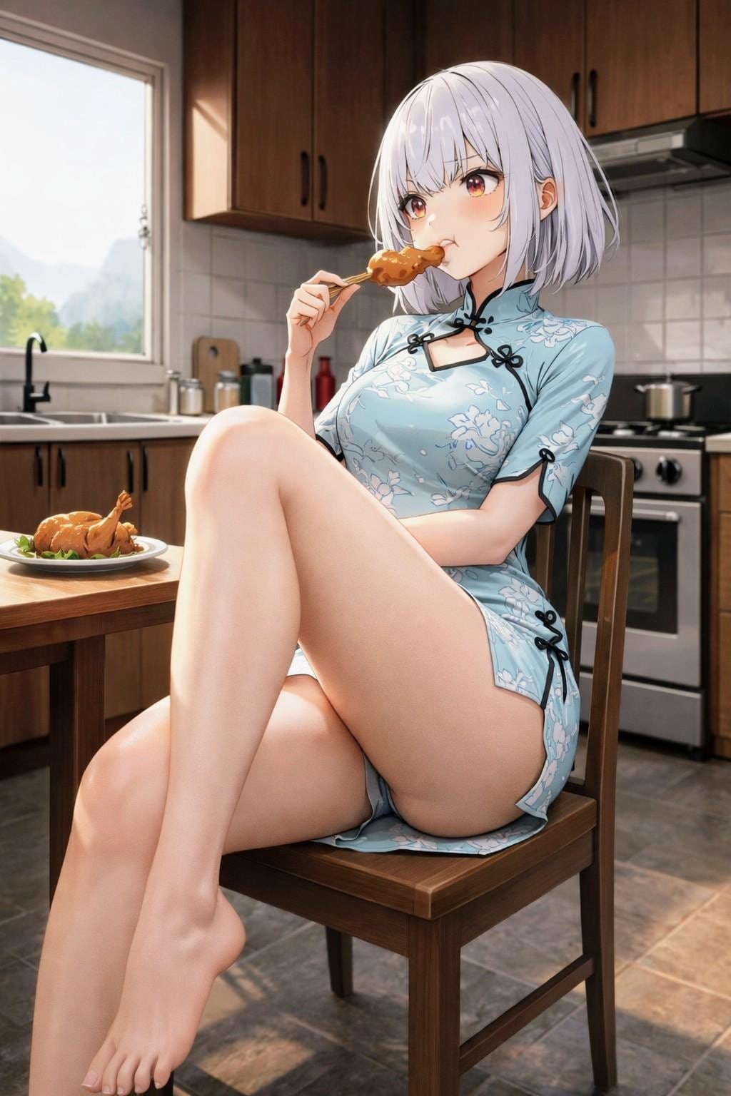 リメイク・鶏胸肉食べてる、銀髪#SEEKERさん