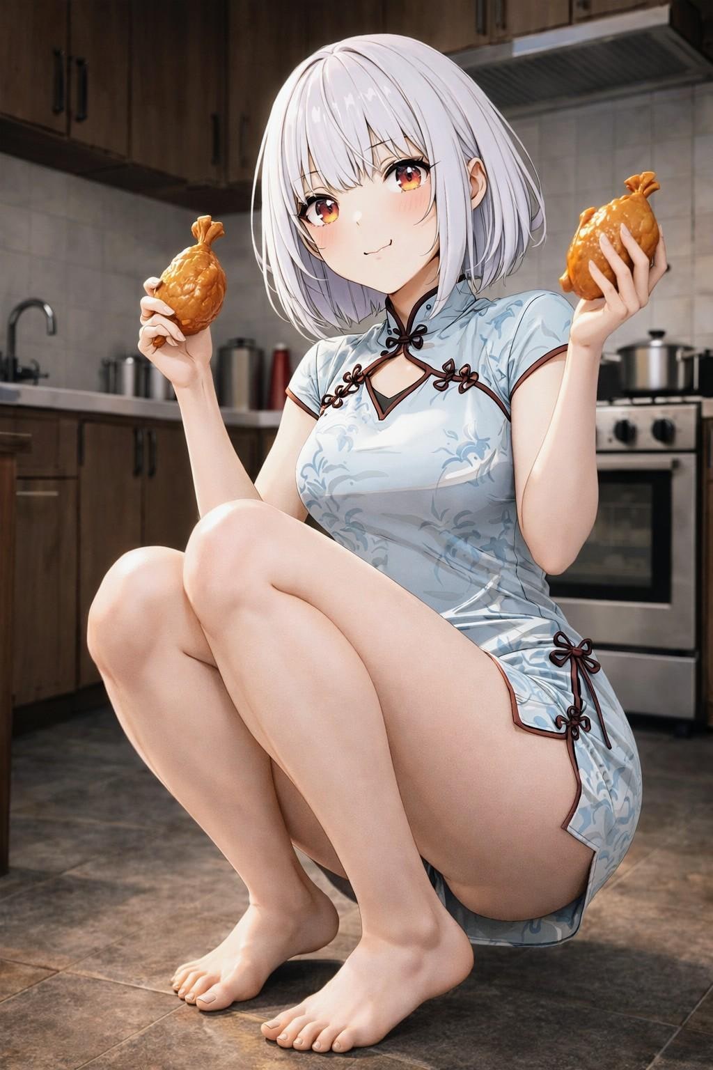 リメイク・鶏胸肉食べてる、銀髪#SEEKERさん