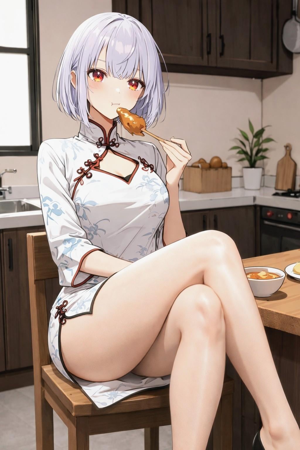 リメイク・鶏胸肉食べてる、銀髪#SEEKERさん