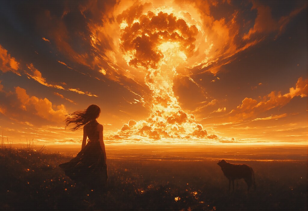 核爆発を見つめる少女