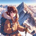 晴天の冬山での登山風景 4枚目