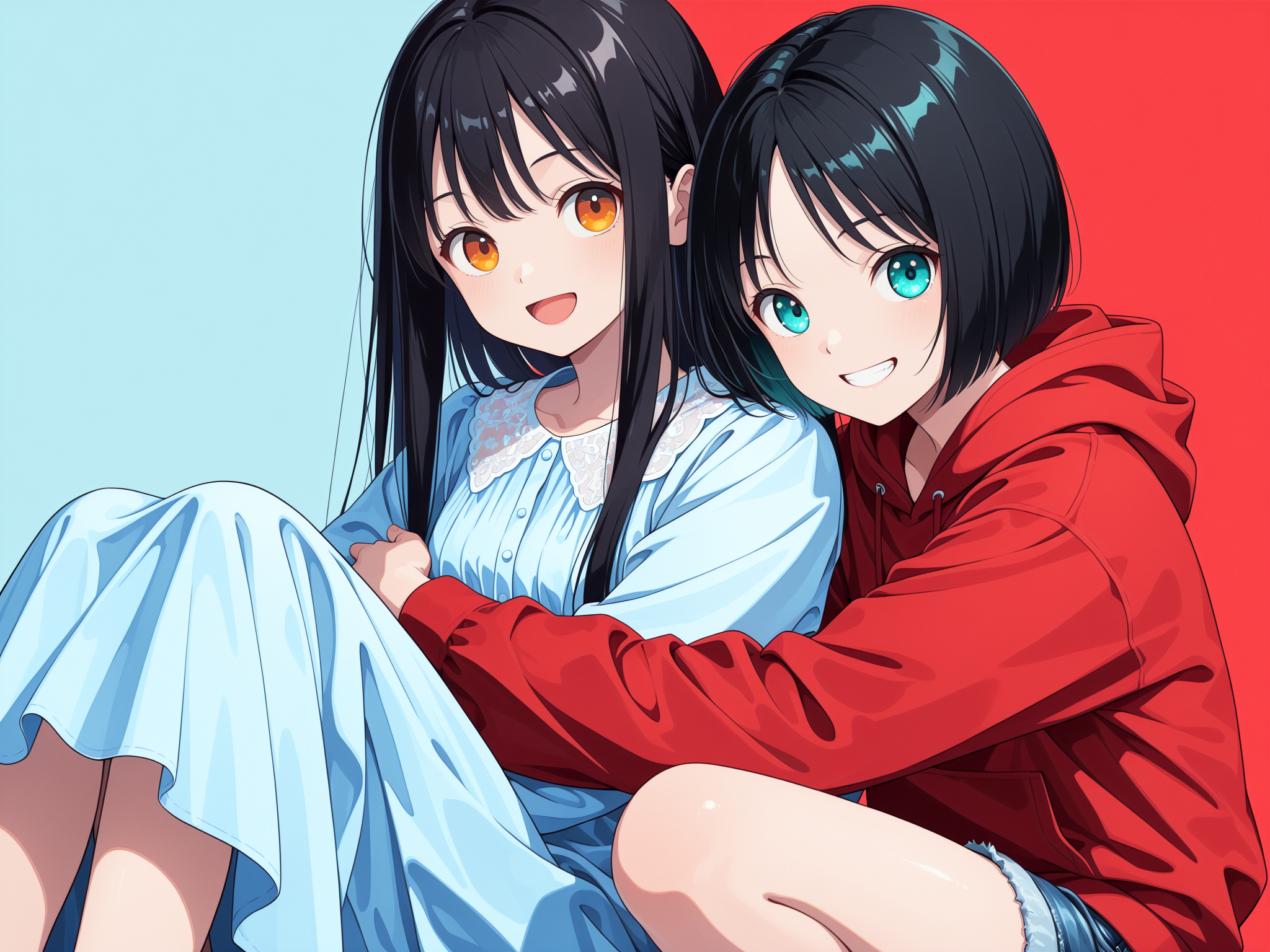 青×赤② | の人気AIイラスト・グラビア