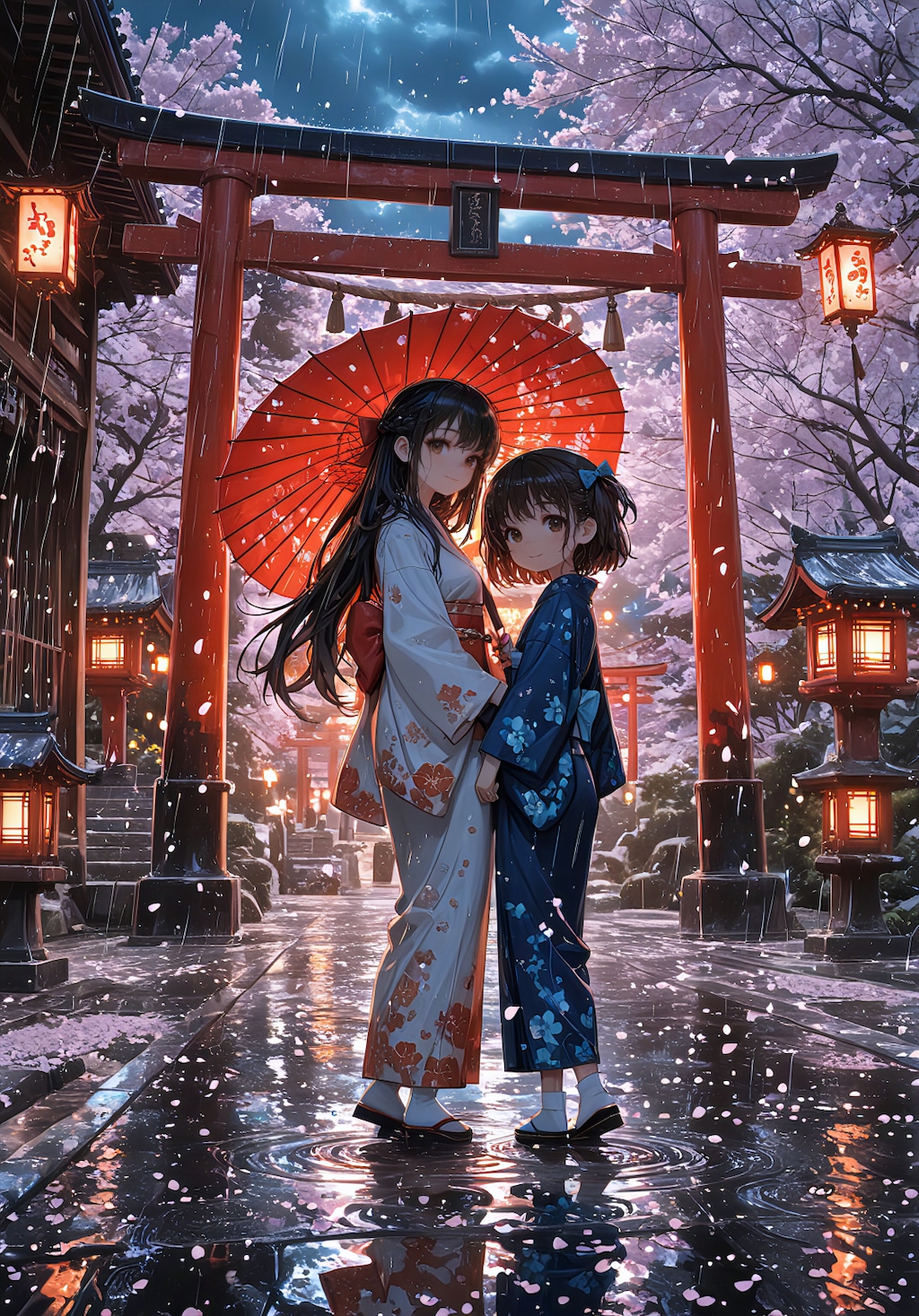 桜と雨、傘の下で。