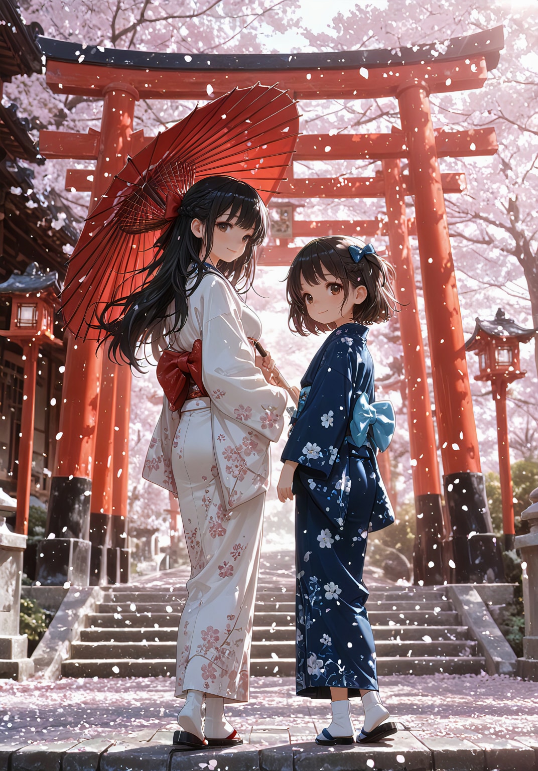 桜と雨、傘の下で。 | の人気AIイラスト・グラビア