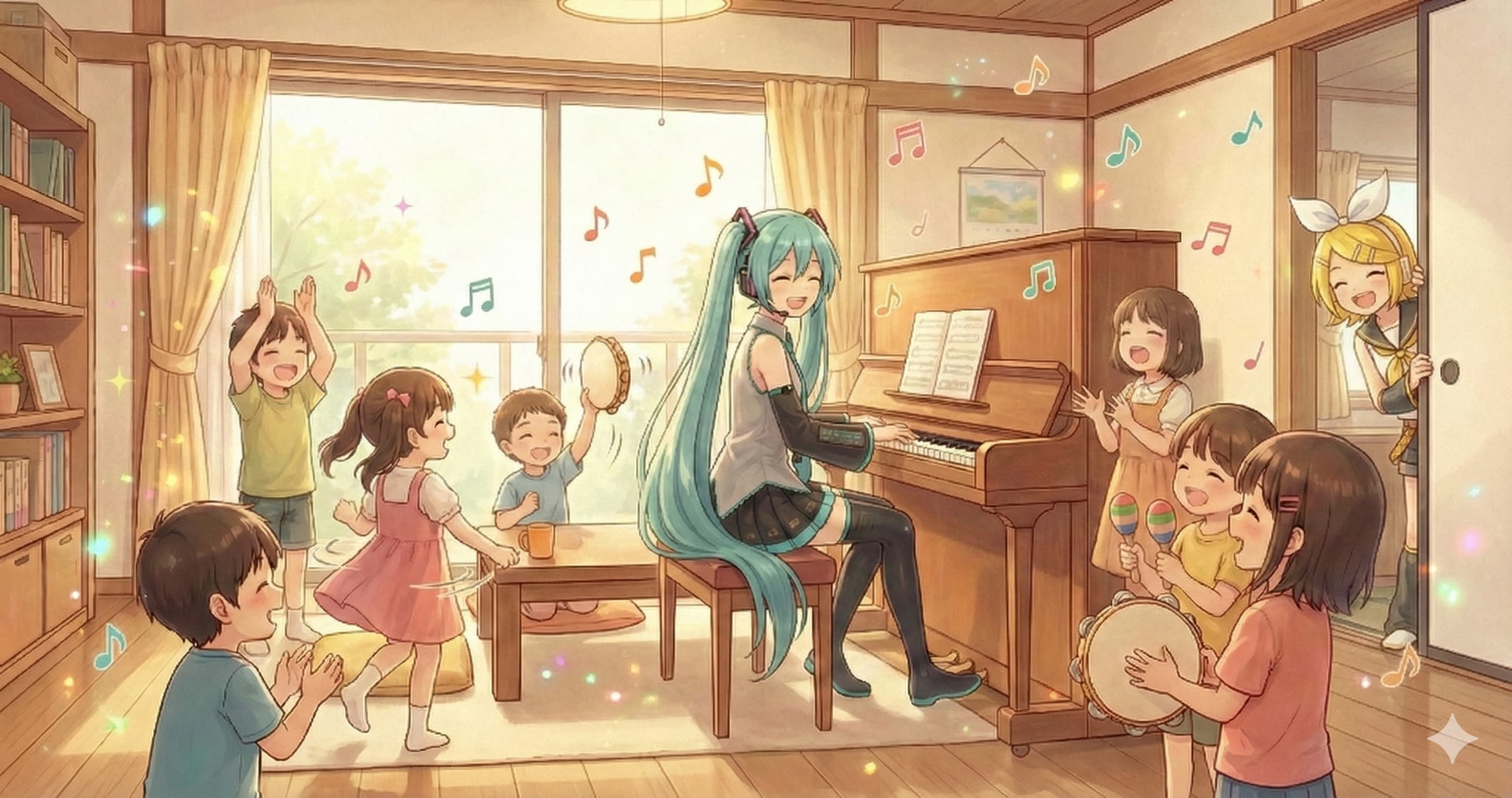 近所の子供達とちっちゃなリサイタル🎶 | の人気AIイラスト・グラビア