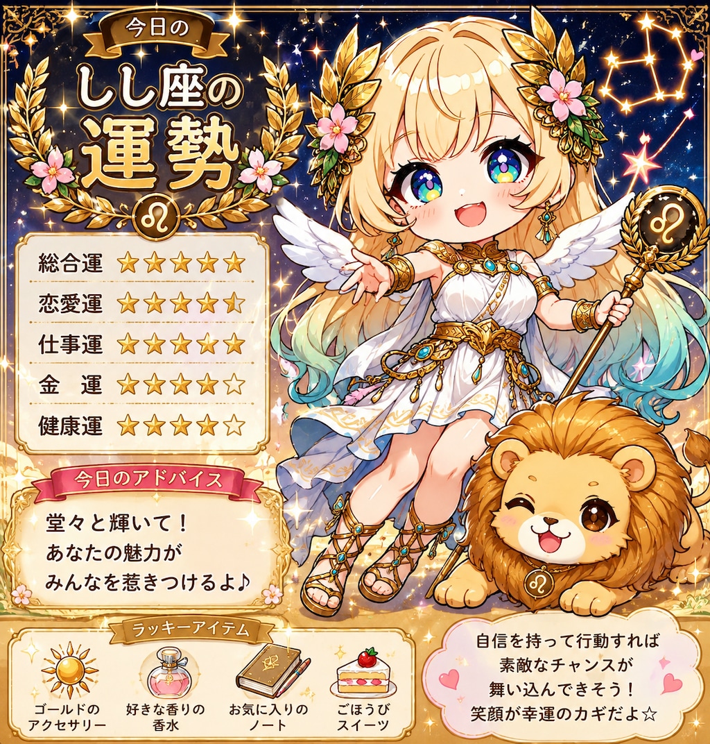 今日のしし座の運勢 by 勝利の女神