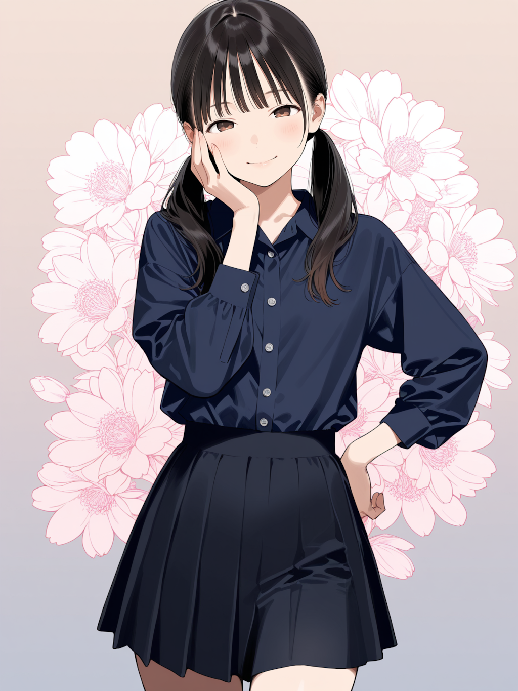 歯痛のポーズをお花で飾る