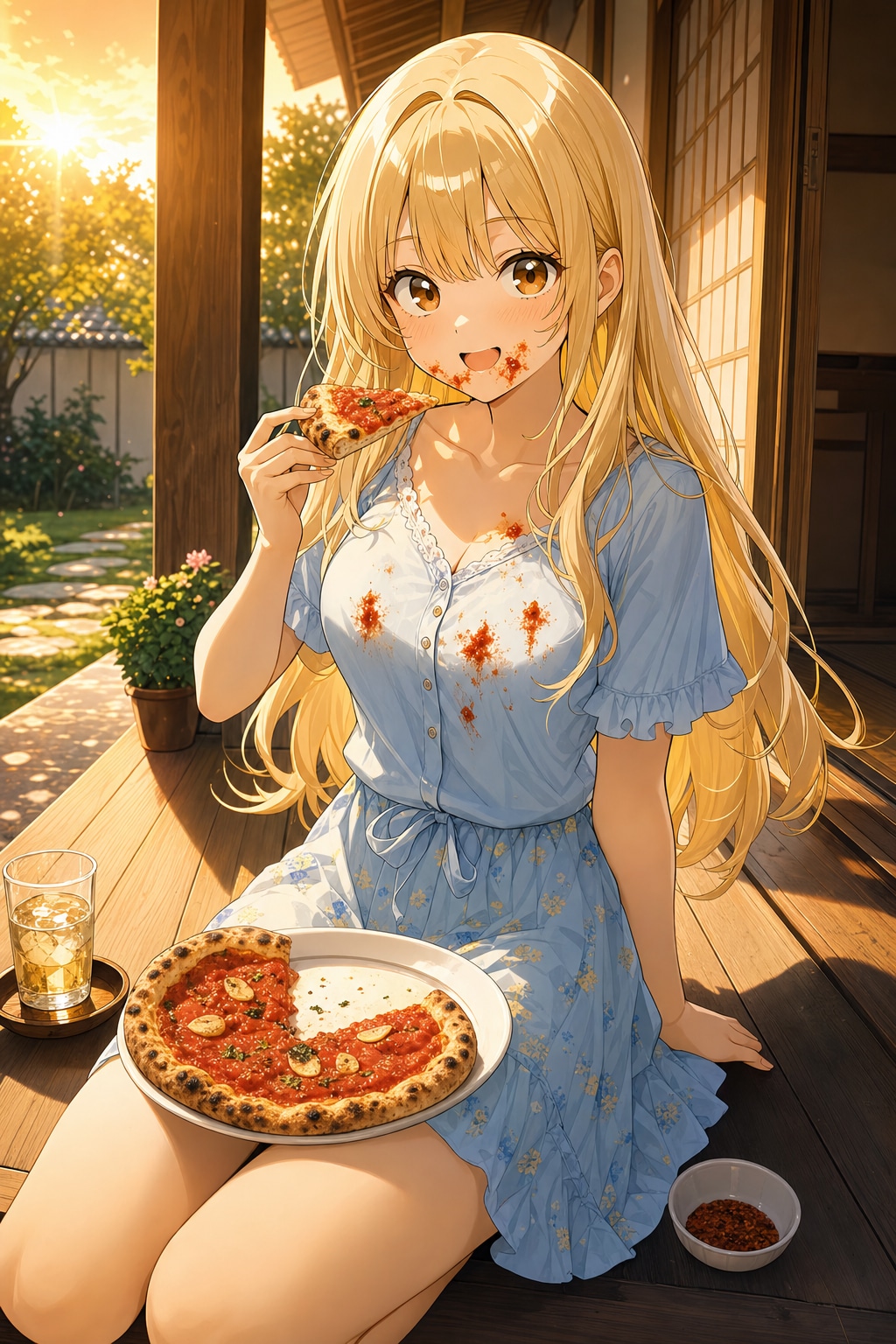 万里奈とピッツァ・マリナーラ