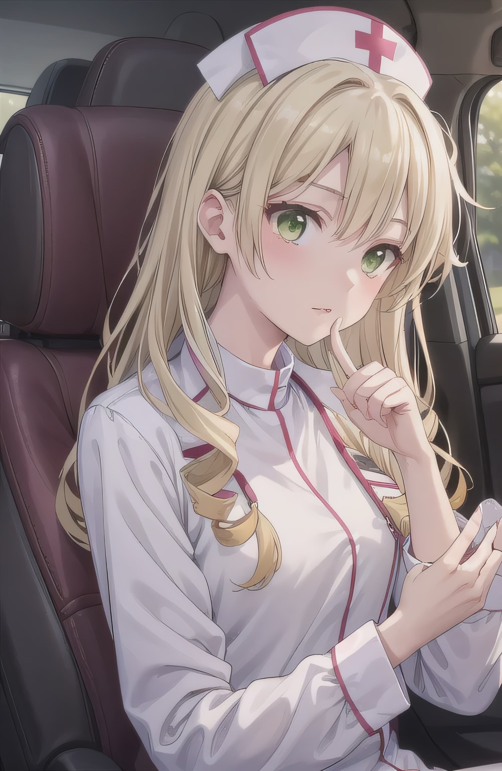 金髪ロングで車内の少女６ | の人気AIイラスト・グラビア