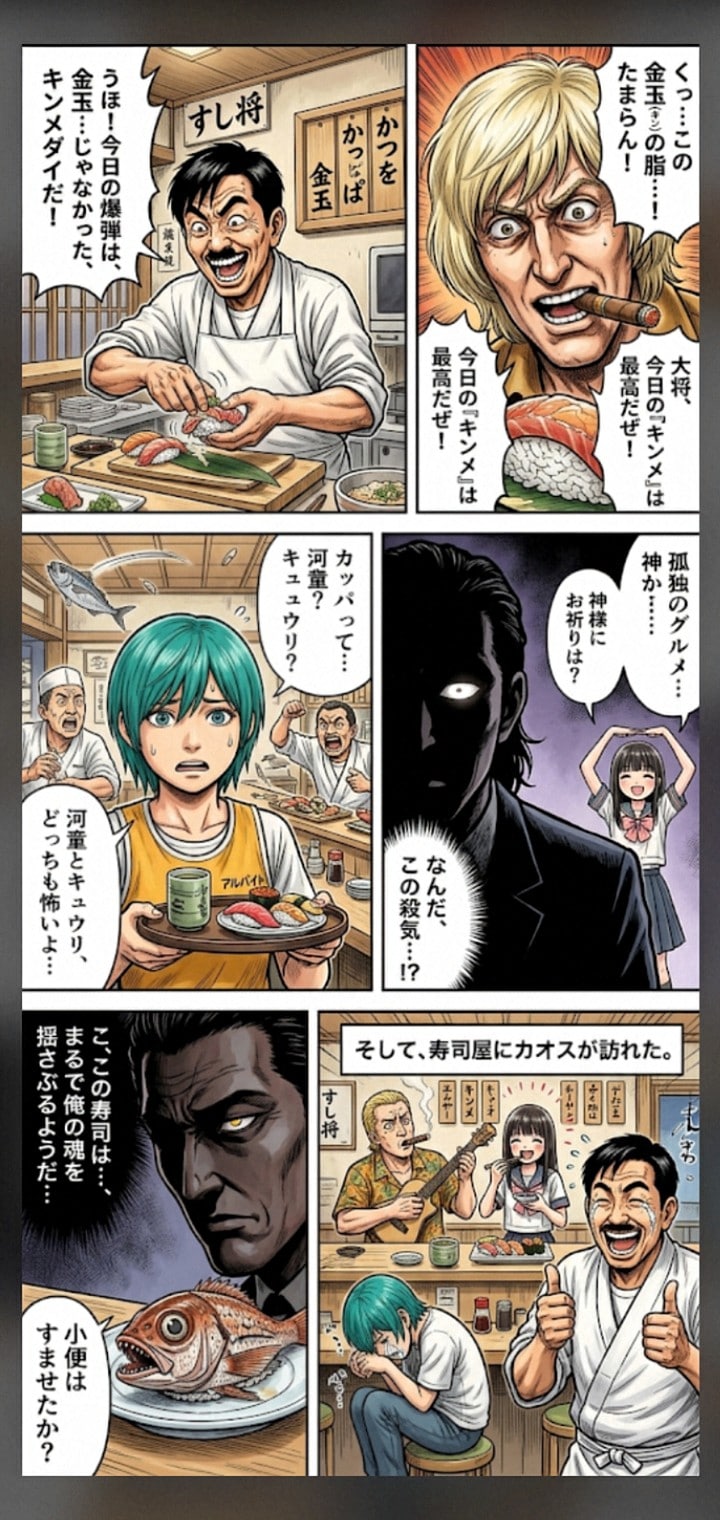 カオスな漫画シリーズ　　　　　　　　　　　　　　　　カオス寿司屋･開店！ | の人気AIイラスト・グラビア