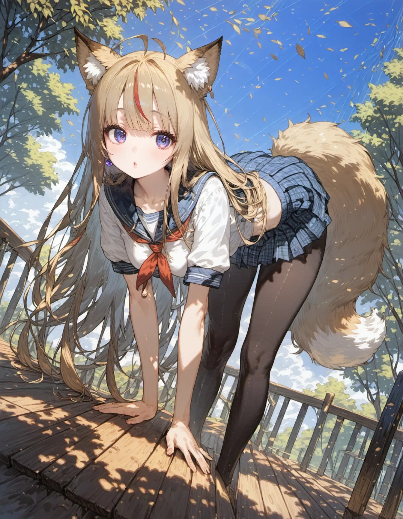 Fox Spirit on the Wooden Path