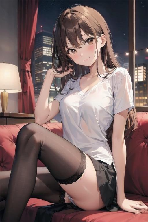 フレアミニスカートとストッキング