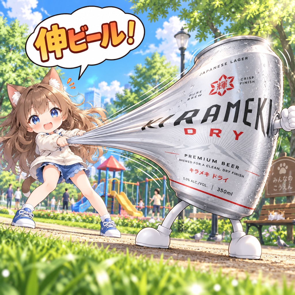 ビールが伸ビ〜ル