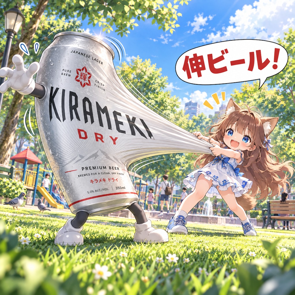 ビールが伸ビ〜ル