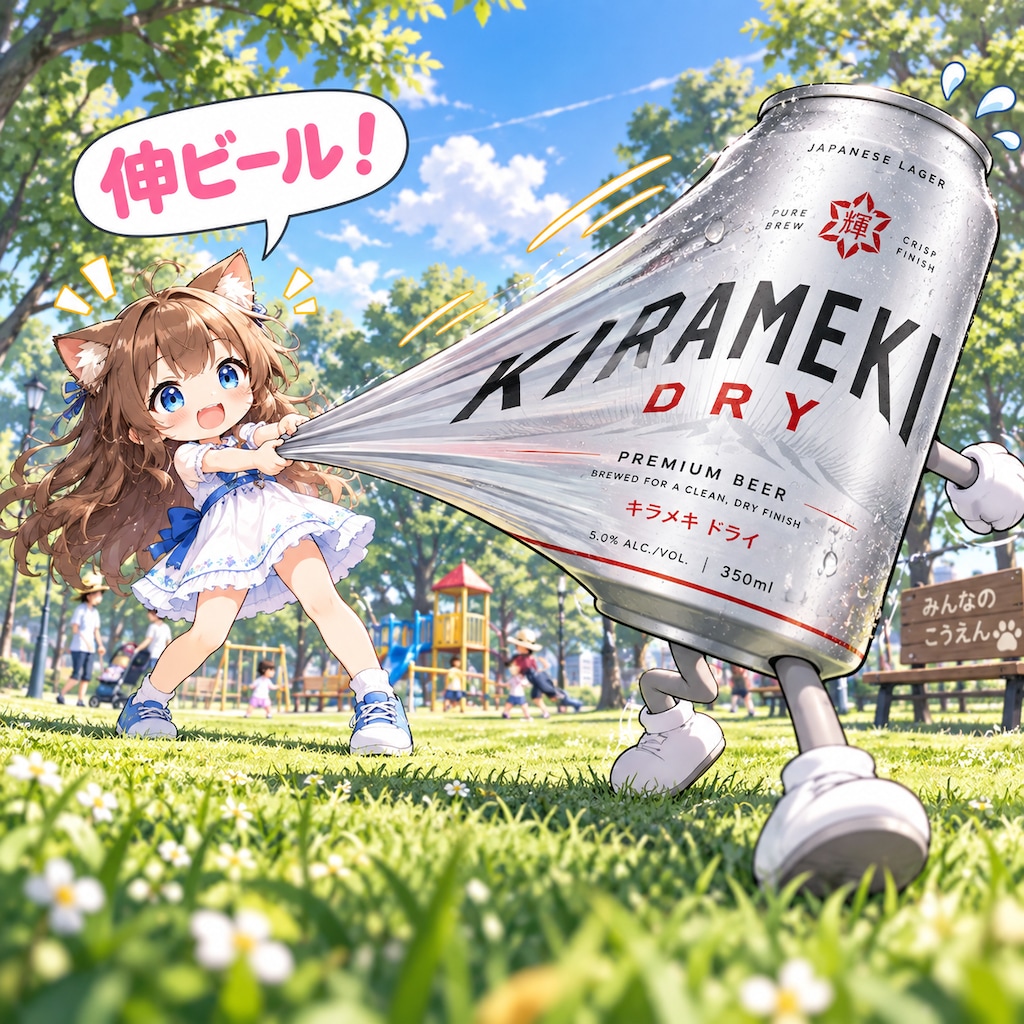 ビールが伸ビ〜ル