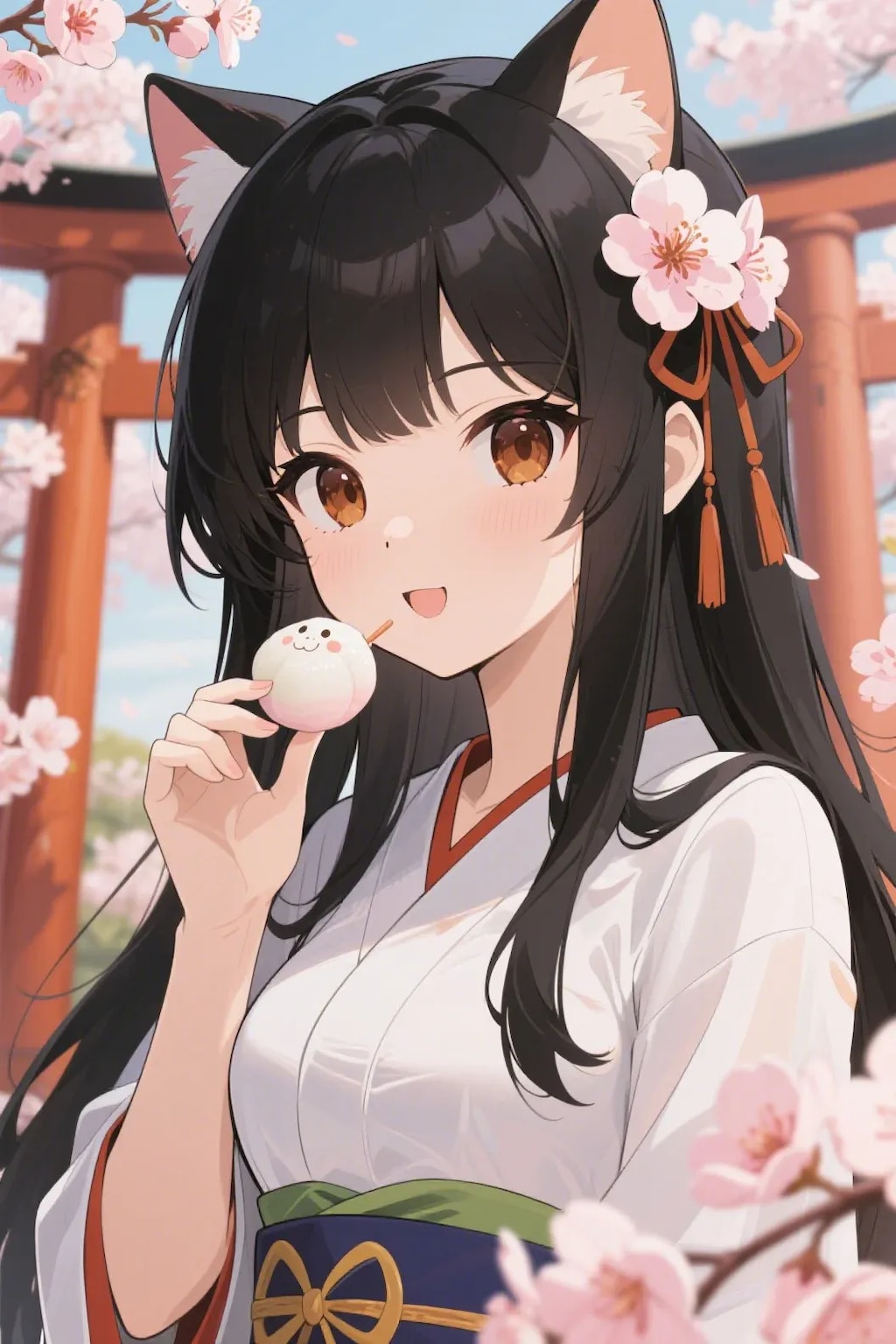 お餅を食べるさくらちゃん