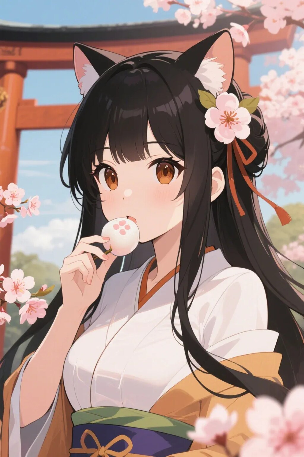 お餅を食べるさくらちゃん