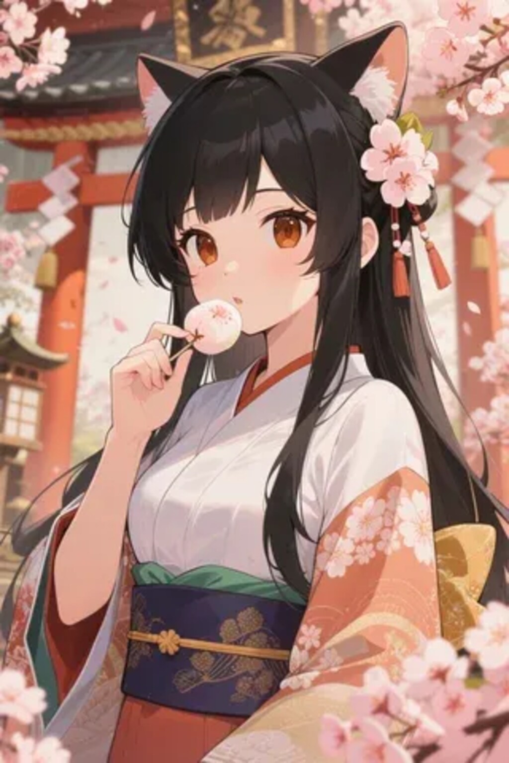 お餅を食べるさくらちゃん