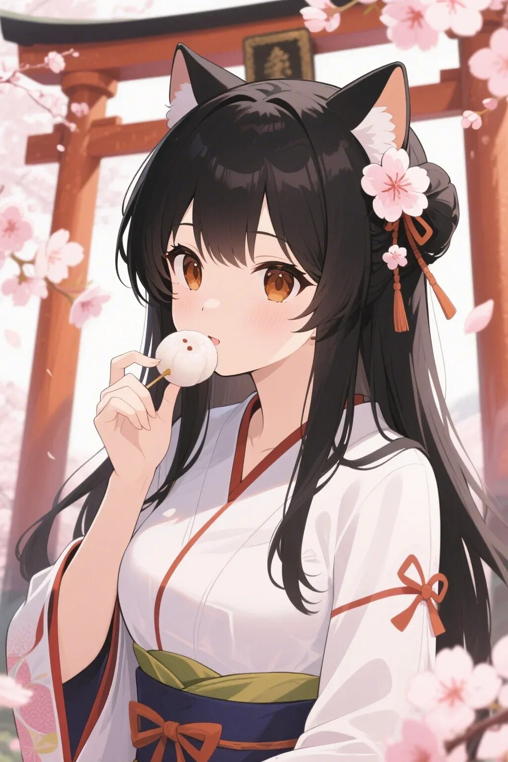 お餅を食べるさくらちゃん