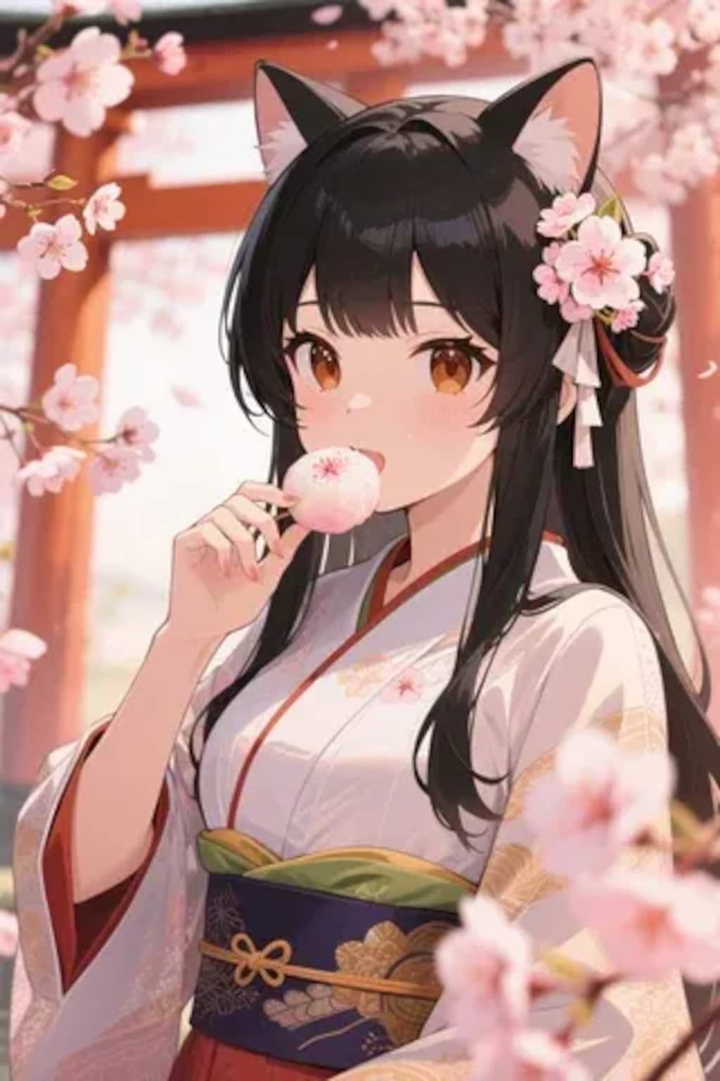 お餅を食べるさくらちゃん