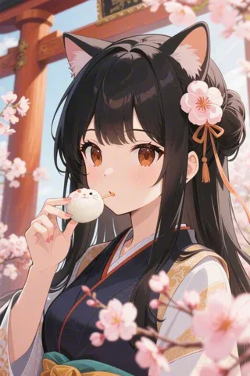 お餅を食べるさくらちゃん