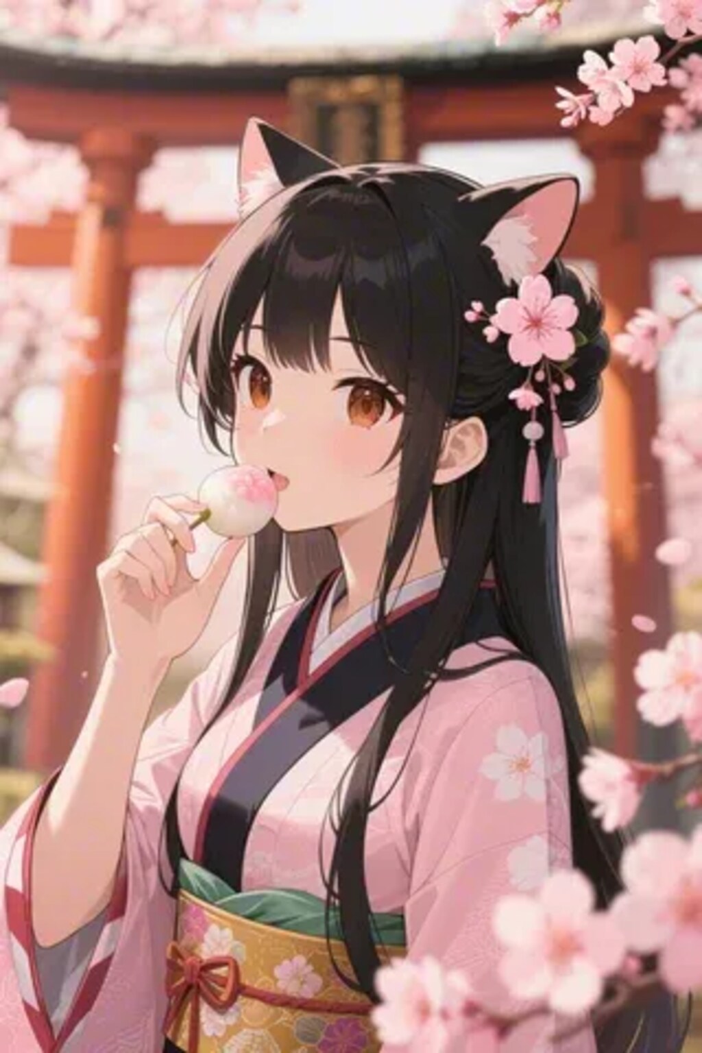 お餅を食べるさくらちゃん