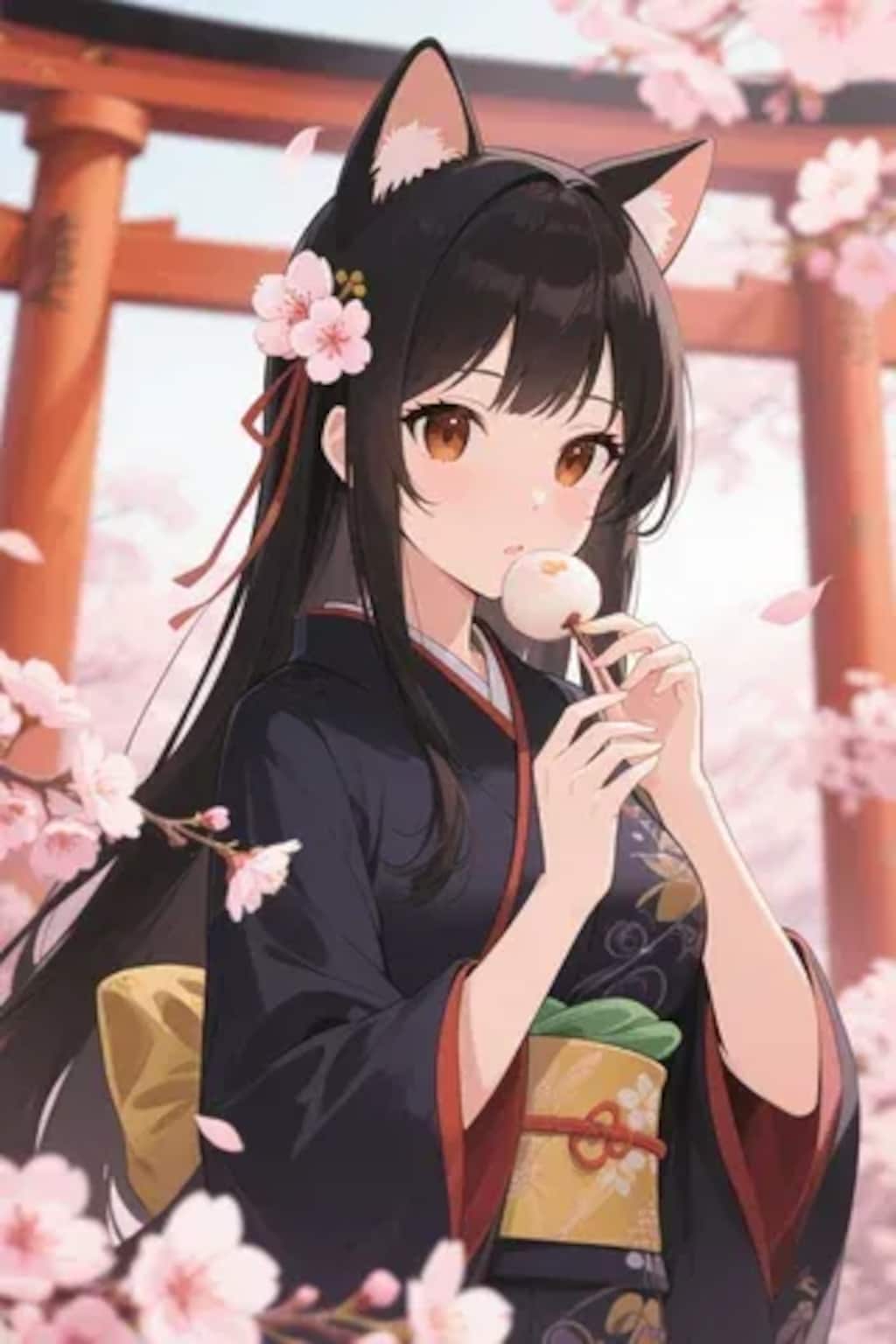 お餅を食べるさくらちゃん