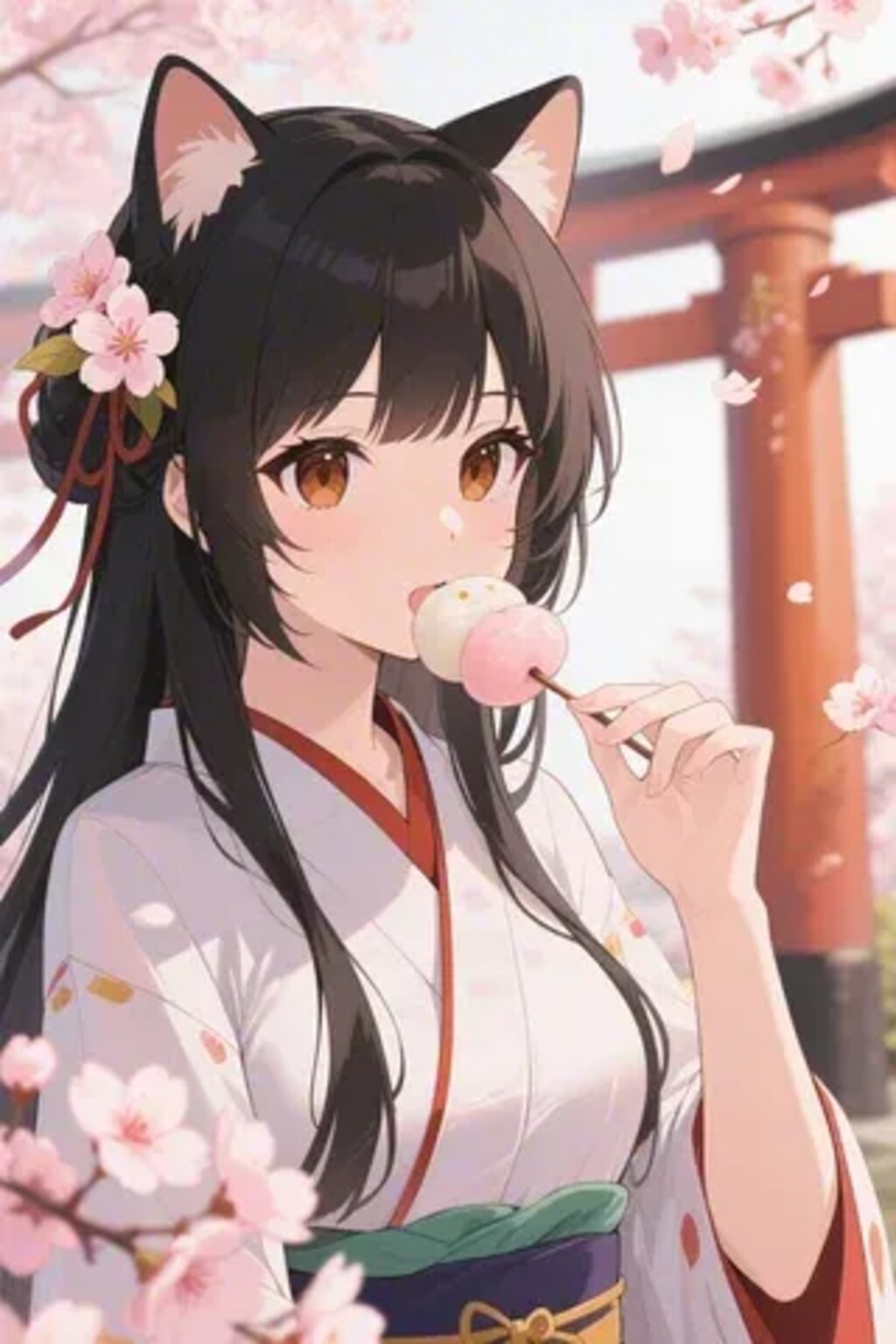 お餅を食べるさくらちゃん