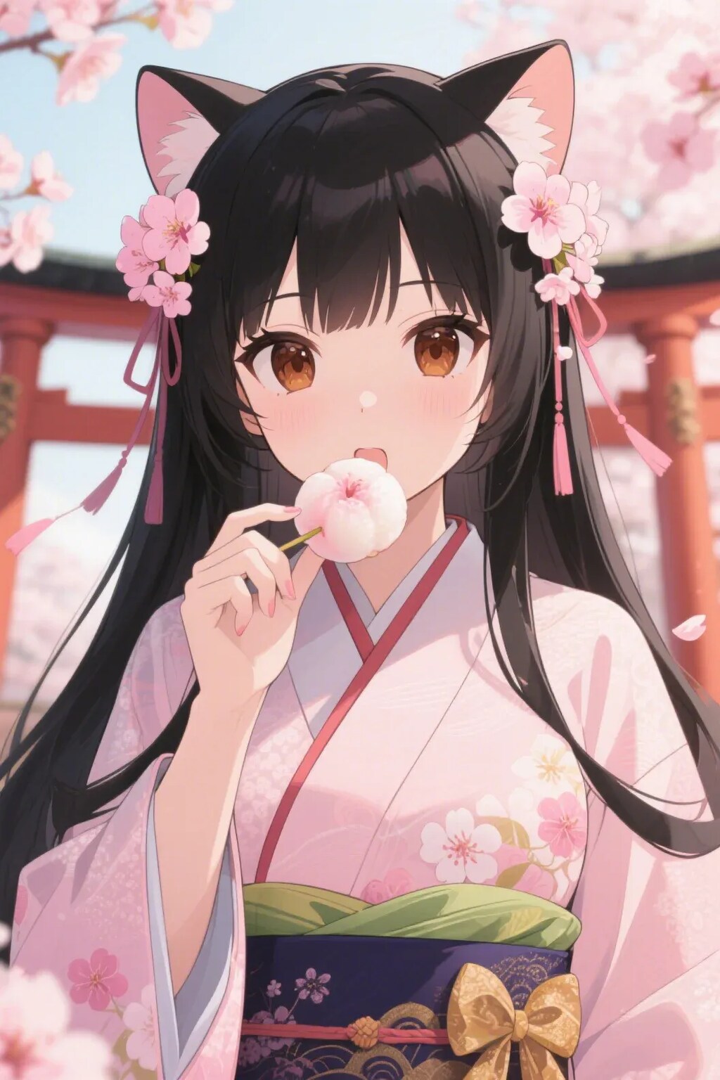 お餅を食べるさくらちゃん