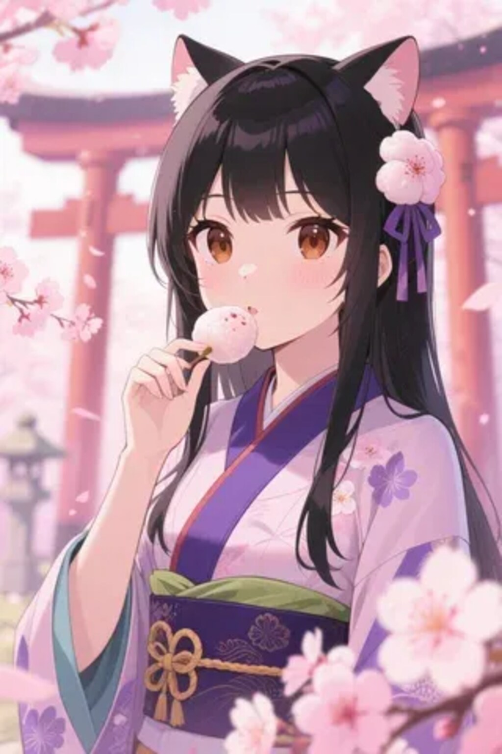 お餅を食べるさくらちゃん