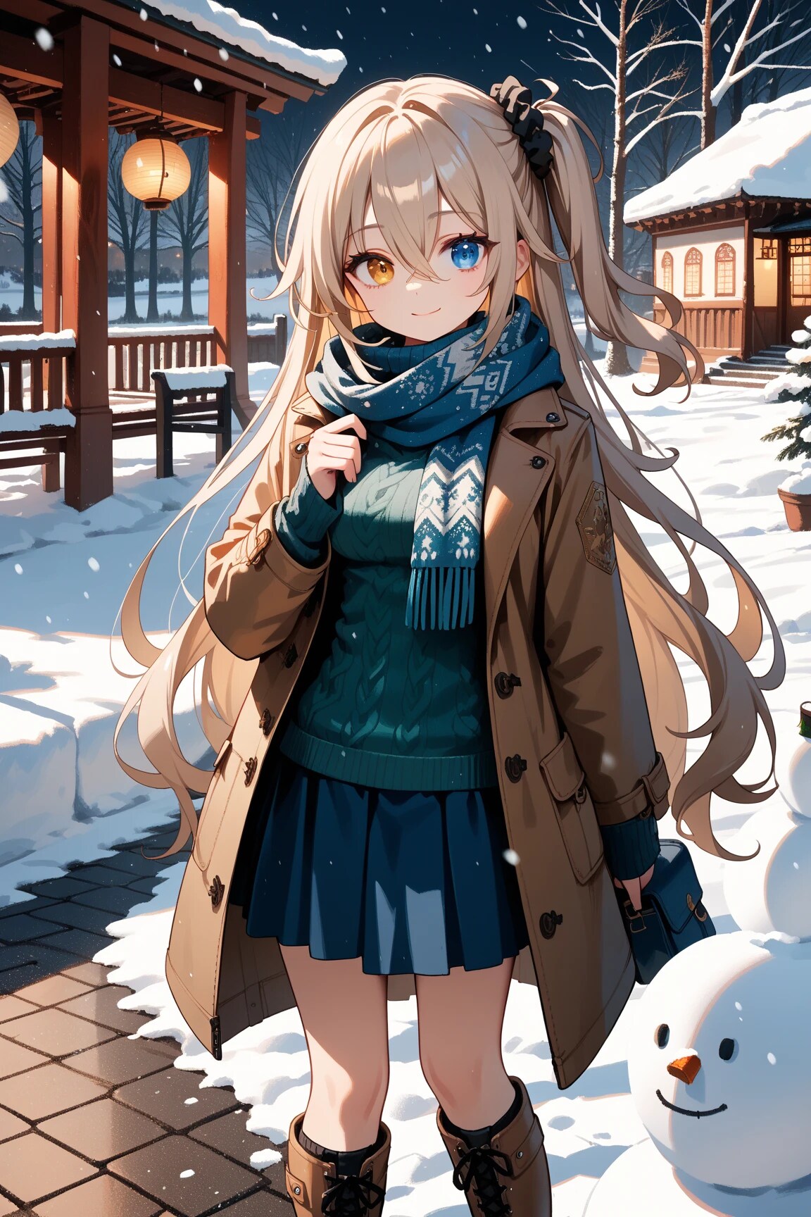 雪の日のうちの娘　with　雪だるま