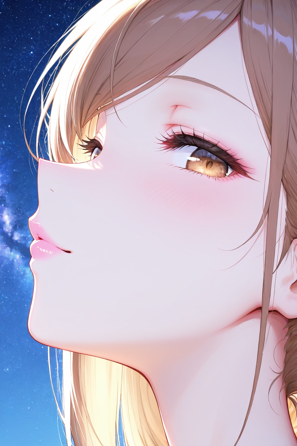 亜麻色の髪の乙女のフェイスクローズアップ