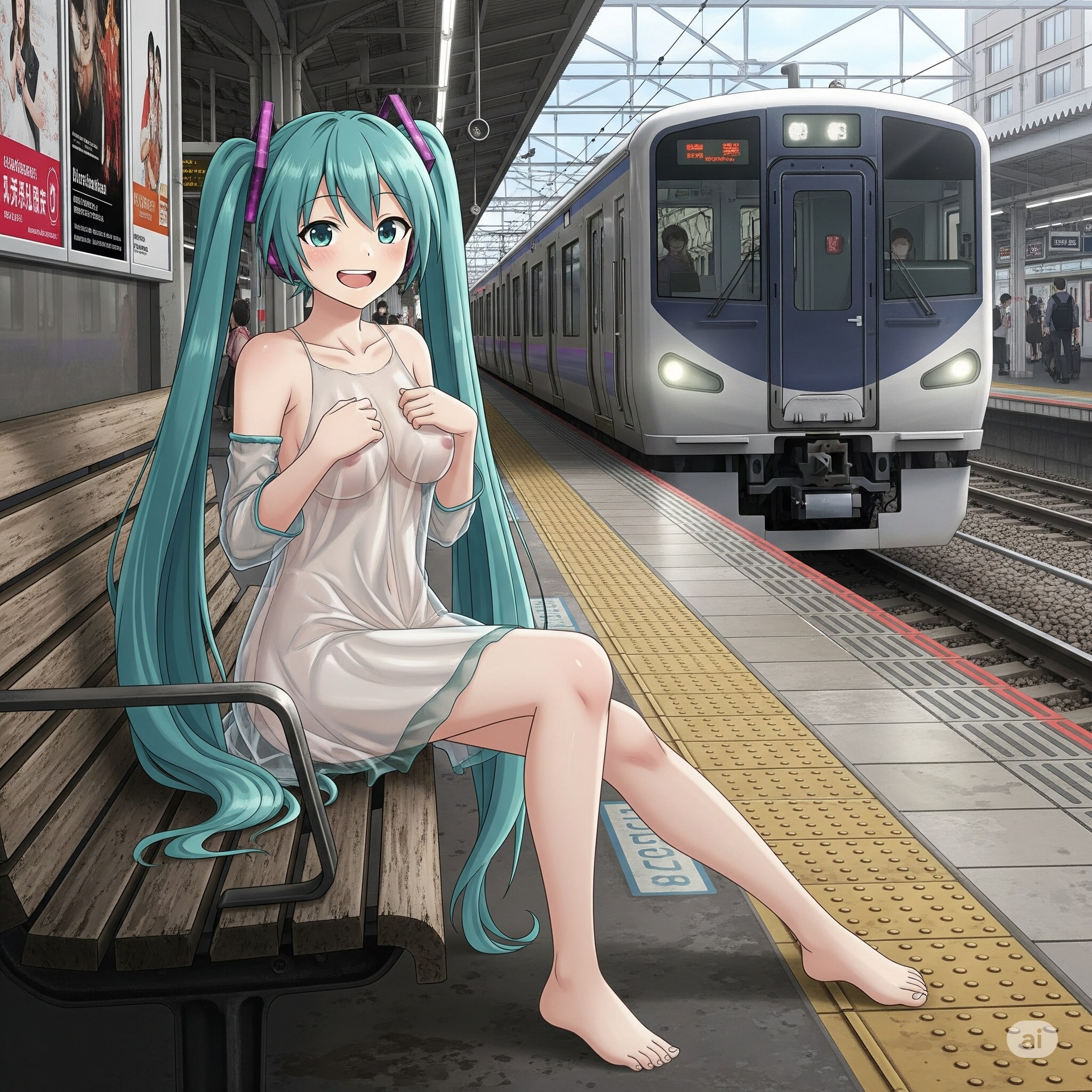やばっ‼　電車入ってきちゃった